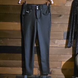Black Freddy Fit Leather Look Pants